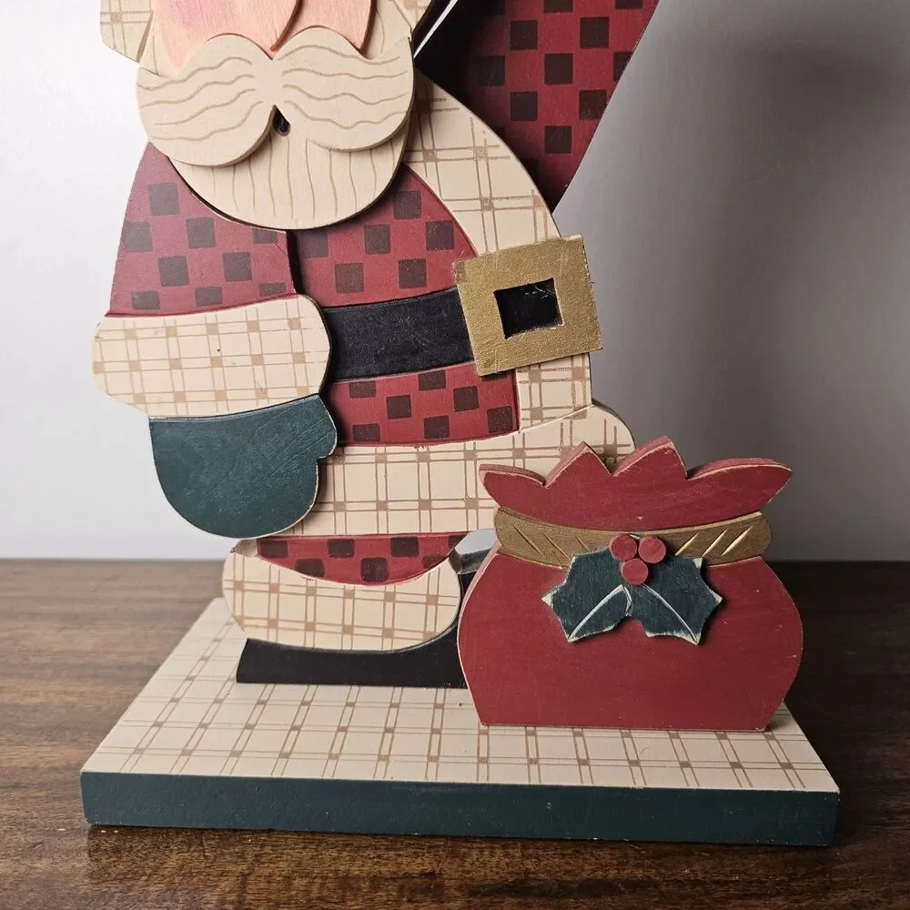 Vintage Terry’s Village Wooden Santa Stand Holiday Christmas Decor